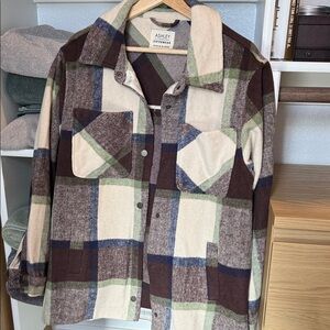 Ashley Women's Plaid Jacket - Brown, Green, Cream